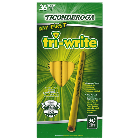 TICONDEROGA My First Tri-Write Primary Size No. 2 Pencils without Eraser, PK36 13084